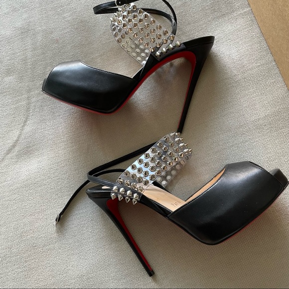 NWT❤️Christian Louboutin❤️Levita Girl 120 Leather and PVC Heels - Picture 5 of 11